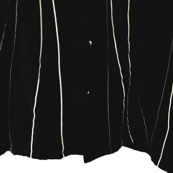 Holiday Party Black Short Sleeve Pin Striped Casual Rayon Dress Shirt - Picture 4 of 8